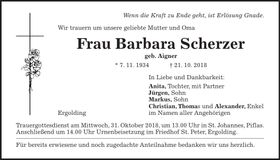 Traueranzeige Barbara Scherzer