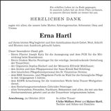 Traueranzeige Erna Hartl