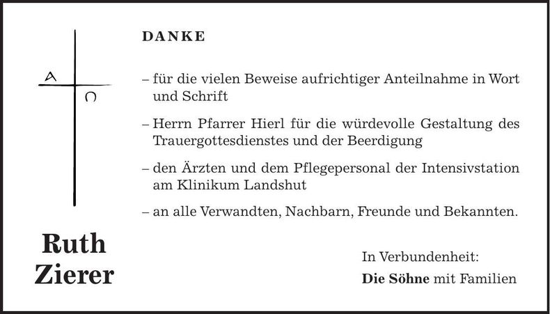 Traueranzeige Ruth Zierer