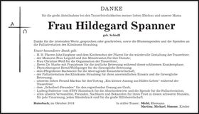 Traueranzeige Hildegard Spanner