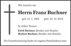 Traueranzeige Franz Buchner