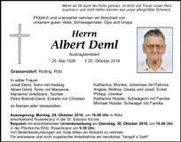 Traueranzeige Albert Deml
