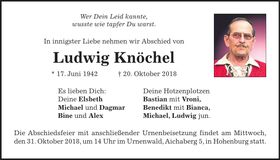 Traueranzeige Ludwig Knöchel