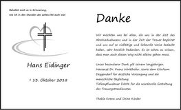 Traueranzeige Hans Eidinger