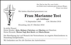 Traueranzeige Marianne Tost