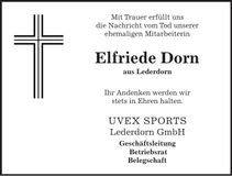 Traueranzeige Elfriede Dorn