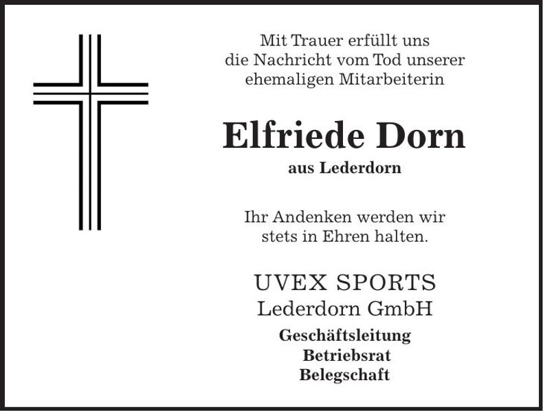 Traueranzeige Elfriede Dorn