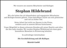 Traueranzeige Stephan Hildebrand