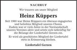 Traueranzeige Heinz Küppers