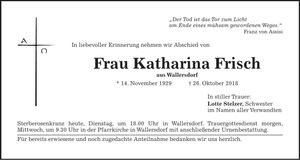 Traueranzeige Katharina Frisch