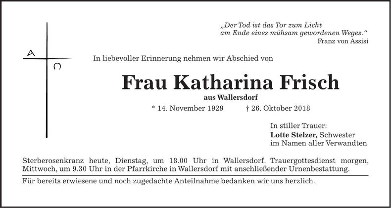 Traueranzeige Katharina Frisch