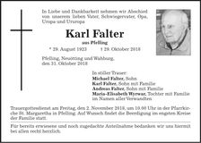 Traueranzeige Karl Falter