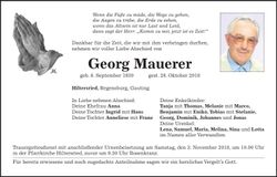 Traueranzeige Georg Mauerer