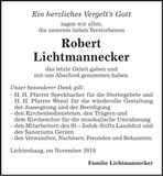 Traueranzeige Robert Lichtmannecker