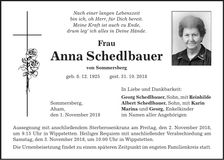 Traueranzeige Anna Schedlbauer