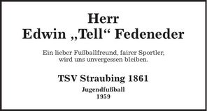 Traueranzeige Edwin Fedeneder