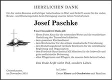 Traueranzeige Josef Paschke