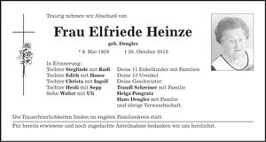 Traueranzeige Heidi Heinze