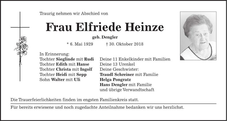 Traueranzeige Heidi Heinze