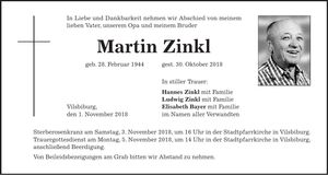 Traueranzeige Martin Zinkl