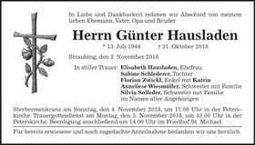 Traueranzeige Günther Hausladen