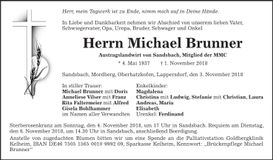 Traueranzeige Michael Brunner