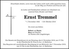Traueranzeige Ernst Tremmel