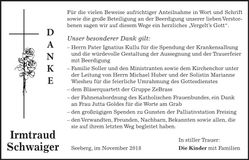 Traueranzeige Irmtraud Schwaiger