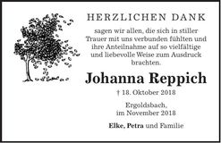 Traueranzeige Johanna Reppich