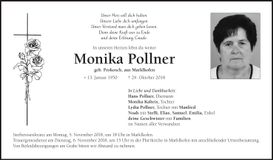 Traueranzeige Monika Pollner