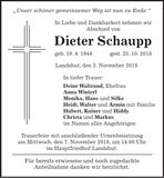 Traueranzeige Dieter Schaupp