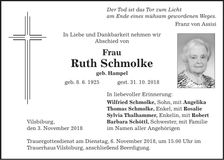 Traueranzeige Ruth Schmolke