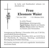 Traueranzeige Eleonore Waier