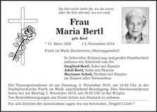 Traueranzeige Maria Bertl