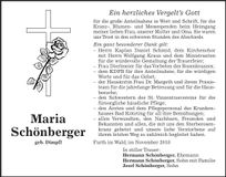 Traueranzeige Maria Schönberger