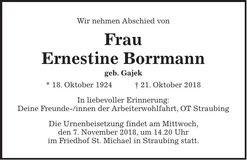Traueranzeige Ernestine Borrmann
