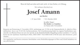 Traueranzeige Josef Amann