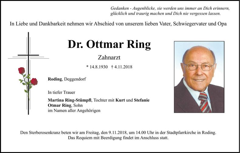 Traueranzeige Ottmar Ring