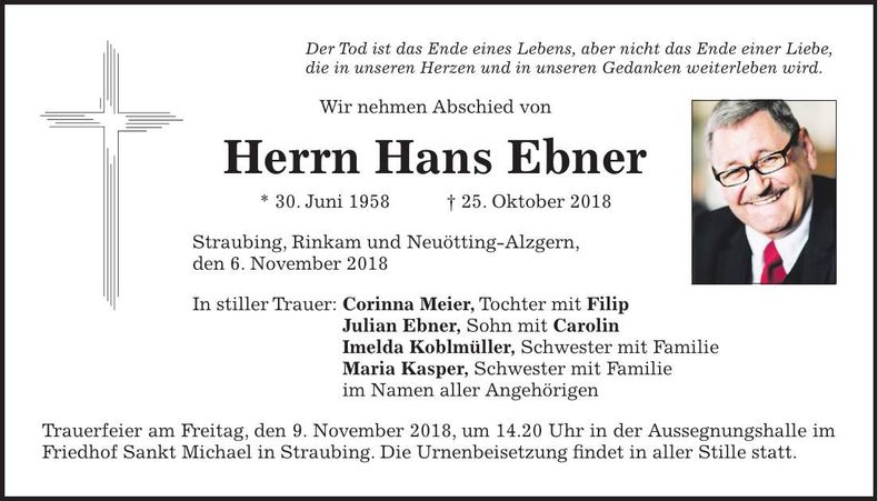 Traueranzeige Hans Ebner
