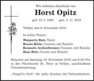 Traueranzeige Horst Opitz