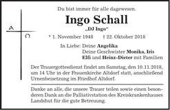 Traueranzeige Ingo Schall