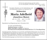 Traueranzeige Anneliese Maier