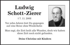 Traueranzeige Ludwig Schott-Zierer