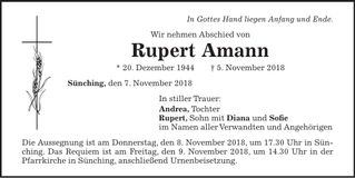 Traueranzeige Rupert Amann