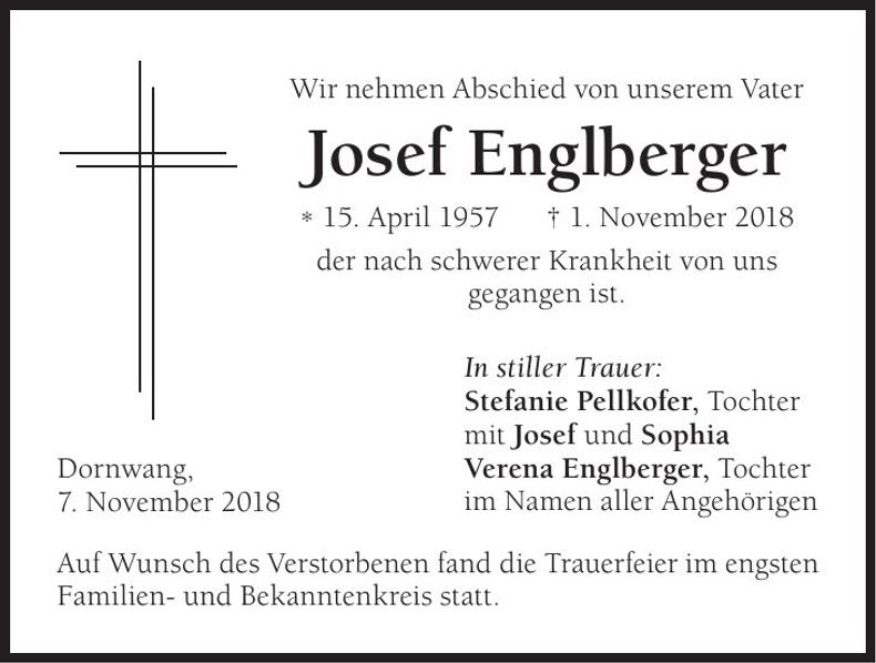 Traueranzeige Josef Englberger
