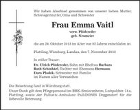 Traueranzeige Emma Vaitl