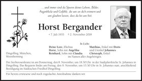 Traueranzeige Horst Bergander