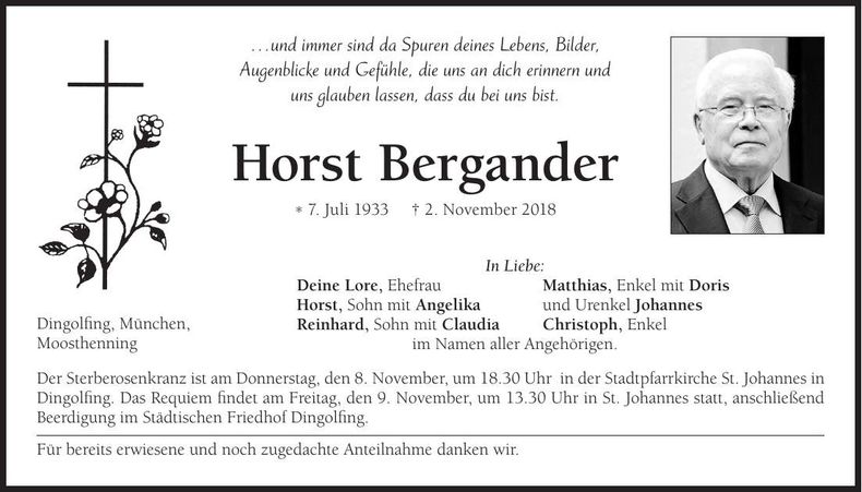 Traueranzeige Horst Bergander