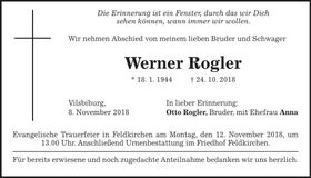 Traueranzeige Werner Rogler