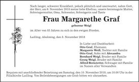 Traueranzeige Margarethe Graf